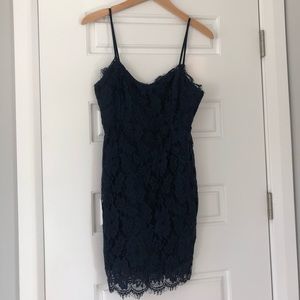 Missguided Navy Blue Lace Dress